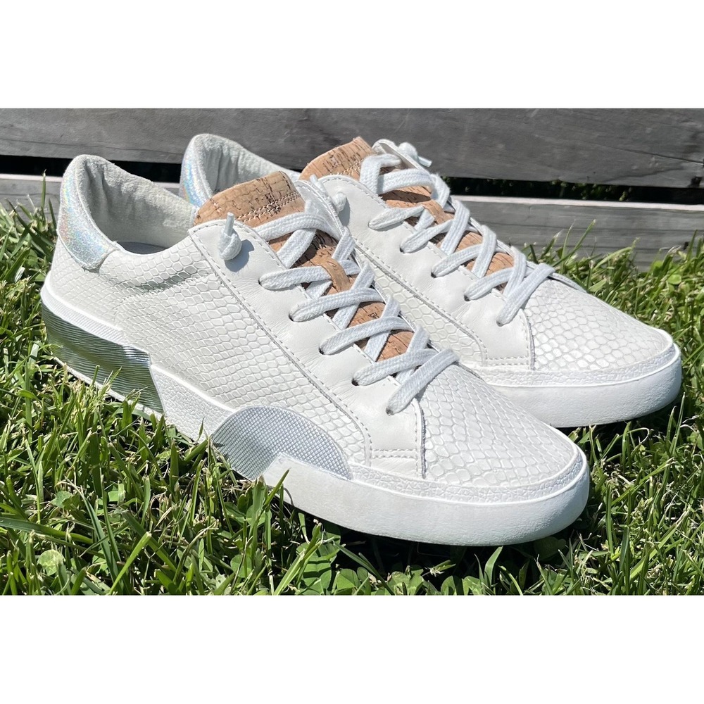Dolce Vita Shoes Womens Size 7.5 White Glitter Snake Embossed Sneaker Low Top